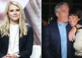 A split side-by-side image of Elizabeth Smart and Jeffrey Epstein embracing Ghislaine Maxwell.