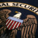 The logo of the U.S. National Security Agency during a visit by U.S. President George W. Bush to the agency's installation...