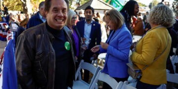 Democratic presidential nominee U.S. Vice President Harris campaigns in Washington Crossing