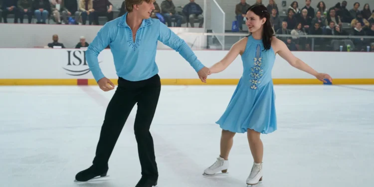 Finding Her Edge: Season 1. (L-R) Cale Ambrozic as Brayden Elliot and Madelyn Keys as Adriana Russo in Finding Her Edge: Season 1. Cr. NETFLIX © 2025