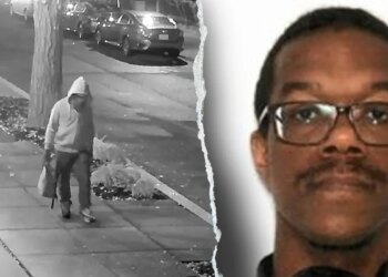 Side-by-side of DC pipe-bomber suspect in hoodie next to headshot of Brian Cole Jr.