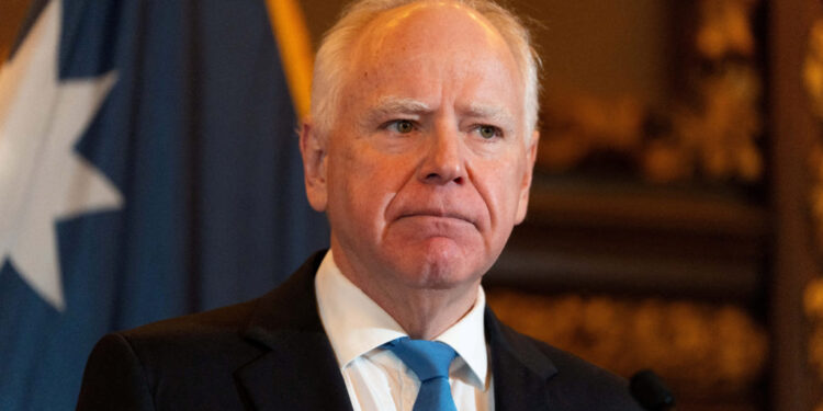 FILE PHOTO: Minnesota Governor Tim Walz after he announced that he would not seek reelection