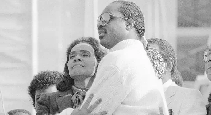 Stevie Wonder Embracing Coretta King