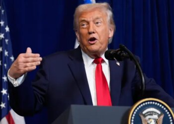 President Donald Trump speaks during a news conference with Israel's Prime Minister Benjamin Netanyahu at Mar-a-Lago, Monday, Dec. 29, 2025, in Palm Beach, Fla.