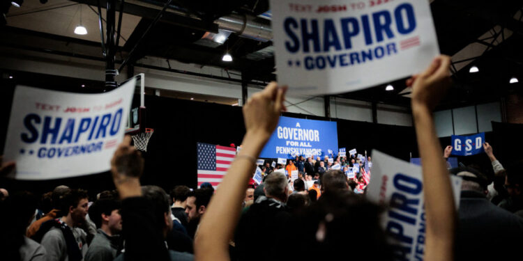 Governor of Pennsylvania Josh Shapiro announces his re-election campaign at a kickoff rally in Philadelphia