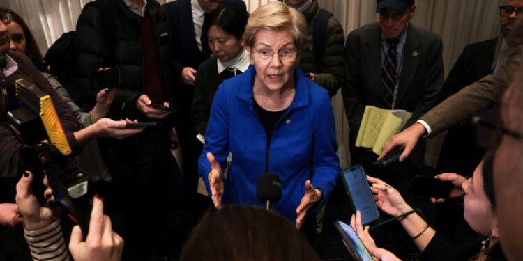 U.S. Senator Warren speaks about the future of the Democratic Party in Washington