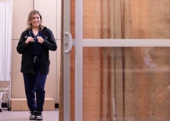 Graduate student Sophia Santana in the Nursing Simulation Center at Cal State Fullerton (Courtesy of Cal State Fullerton)