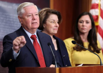 U.S. Senator Graham leads a news conference to announce legislation to name Russia a state sponsor of terrorism, at the U....