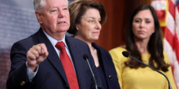 U.S. Senator Graham leads a news conference to announce legislation to name Russia a state sponsor of terrorism, at the U....