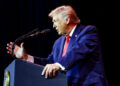 U.S. President Donald Trump addresses House Republicans at the Kennedy Center in Washington