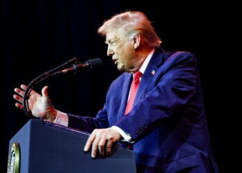U.S. President Donald Trump addresses House Republicans at the Kennedy Center in Washington