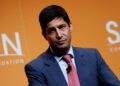 FILE PHOTO: Kevin Warsh speaks during the Sohn Investment Conference in New York City