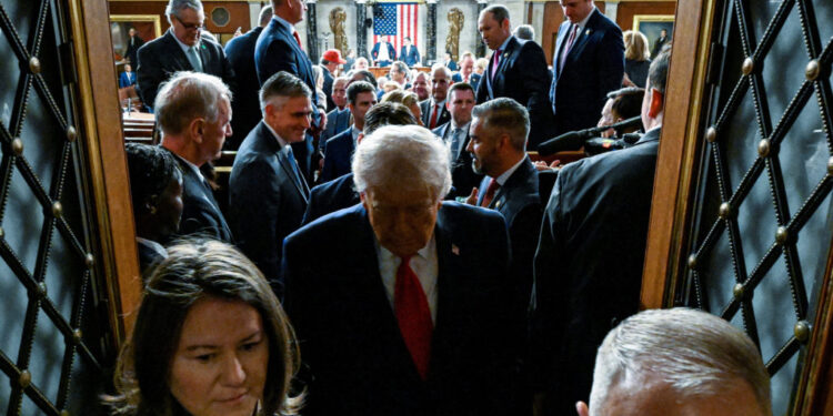 U.S. President Donald Trump delivers the State of the Union address at the U.S. Capitol in Washington D.C.