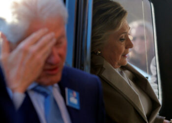 U.S. Democratic presidential nominee Hillary Clinton gets into her vehicle after she and her husband, former U.S. Presiden...