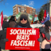 In an anti-Trump march, Democratic Socialists of America members carried signs against "fascism."