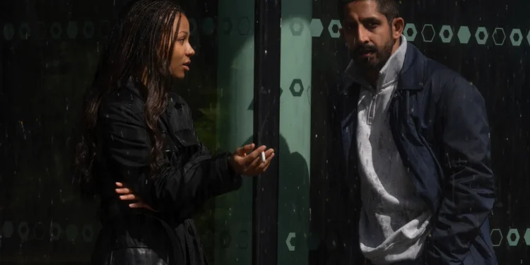 Myha'la as Harper and Sagar Radia as Rishi in 'Industry' Season 4.