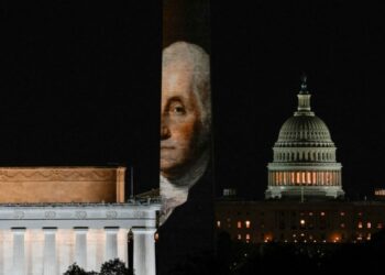 Washington Monument is Illuminated as part of the U.S.’s 250th Anniversary Celebrations