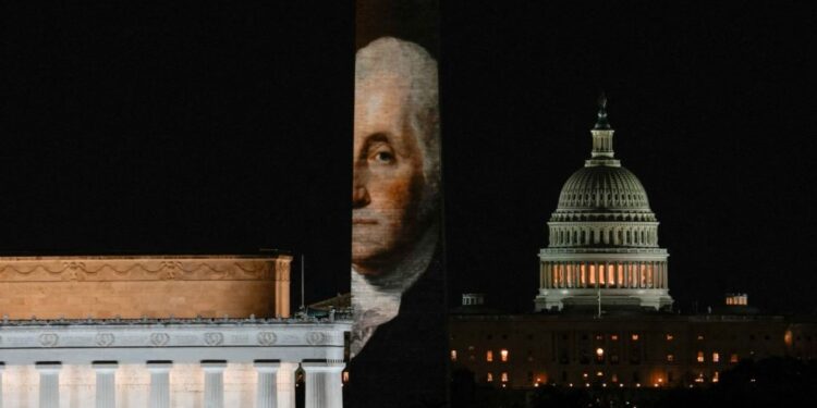 Washington Monument is Illuminated as part of the U.S.’s 250th Anniversary Celebrations