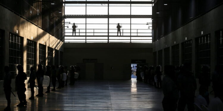 Media tour at CECOT prison in Tecoluca