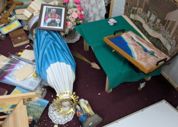 A Catholic school was vandalized in California.