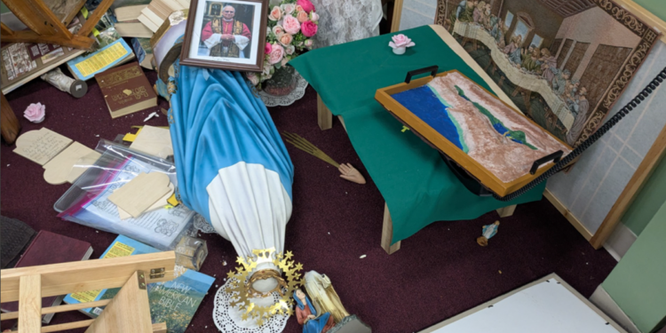 A Catholic school was vandalized in California.