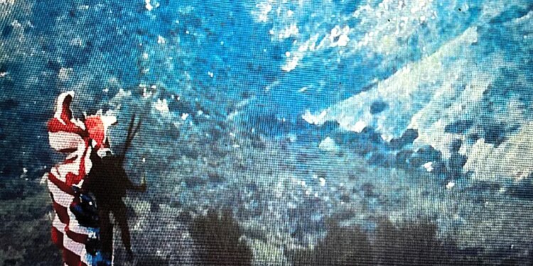 screengrab of man skydiving in surveillance footage