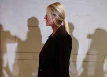 U.S. Attorney General Pam Bondi arrives to brief members of Congress on the situation in Venezuela, on Capitol Hill in Was...