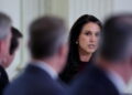 U.S. Director of National Intelligence (DNI) Tulsi Gabbard speaks at the White House in Washington