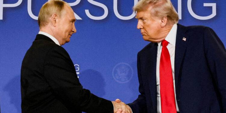 FILE PHOTO: U.S. President Trump meets with Russian President Putin in Alaska