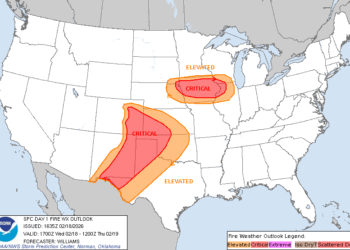 Fire weather outlook for Wednesday, February 18, 2026