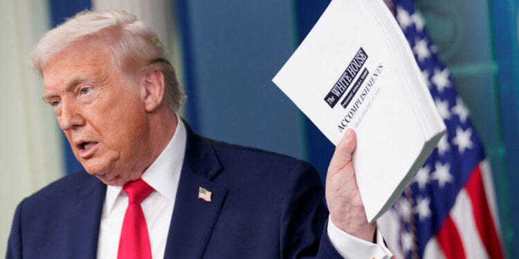 Press briefing on the one-year mark into U.S. President Donald Trump's second term in office, in Washington