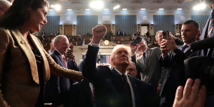 U.S. President Trump delivers a speech to a joint session of Congress
