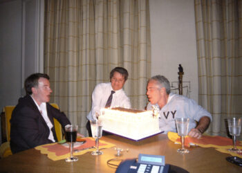 Peter Mandelson sits with late financier and convicted sex offender Jeffrey Epstein in image released by U.S. Justice Depa...