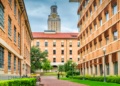 Student walks on the University of Texas campus