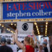 FILE PHOTO: People protest after CBS/Paramount announced the cancellation of The Late Show with Stephen Colbert in New York