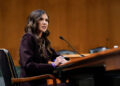 U.S. Homeland Security Secretary Kristi Noem testifies before a Senate Judiciary Committee, on Capitol Hill in Washington