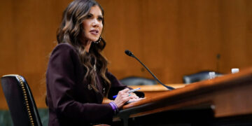 U.S. Homeland Security Secretary Kristi Noem testifies before a Senate Judiciary Committee, on Capitol Hill in Washington
