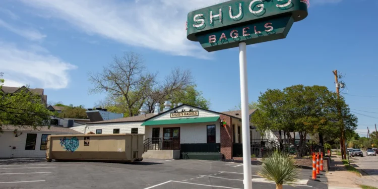 Shug’s Bagels sits, unopened, at the intersection of Lamar Blvd. and Parkway in Austin on March 23, 2026.