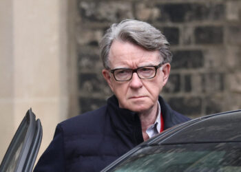 Former British ambassador to the U.S. Peter Mandelson leaves his residence in London