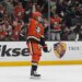 Ducks left wing Cutter Gauthier celebrates his goal during the...