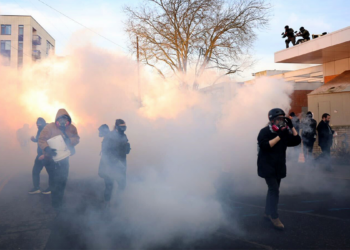 Federal agents lobbed tear gas and flash bangs at protesters