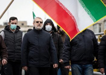 FILE PHOTO: Iranian security chief Ali Larijani takes part in a pro-government rally in Tehran