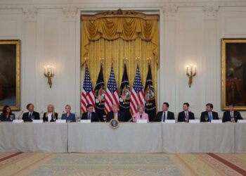 Lunch with the Kennedy Center board members in the East Room at the White House