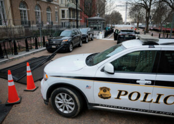 Gate damaged outside the White House in Washington.