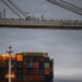 Shipping containers at the port of Oakland , California
