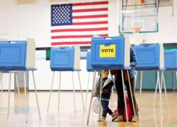 Polling station during primary elections in North Carolina