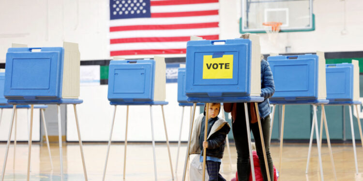 Polling station during primary elections in North Carolina
