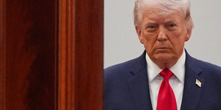 U.S. President Donald Trump delivers an address to the nation about the Iran war at the White House in Washington