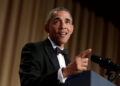 President Barack Obama speaks at the White House Correspondents' Association annual dinner in Washington
