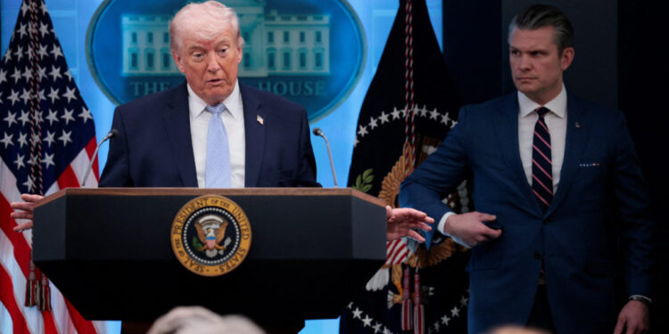 U.S. President Trump holds a press conference in the briefing room at the White House